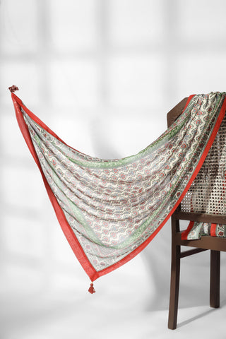 Gulbahar (Floral Spring) Dupatta - Brick Red