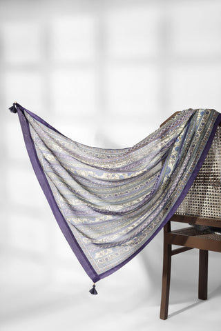 Gulistan (Flowerland) Stripes Dupatta - Blue