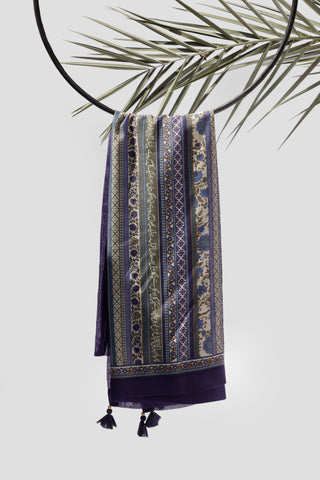 Gulistan (Flowerland) Stripes Dupatta - Blue