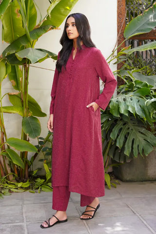 Manto's Ready to Wear Plum 2-Piece Solid Co-ord Set