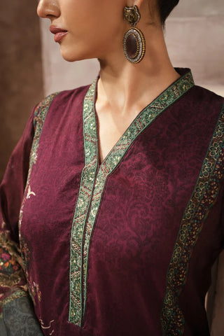 Manto Women's Maroon 2 Piece Printed Co-Ord Set