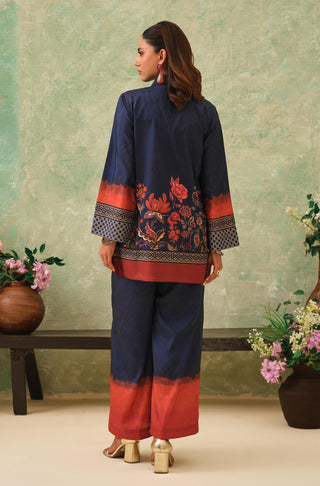 Manto Women's Stitched 2 Piece Blue Co-Ord Set
