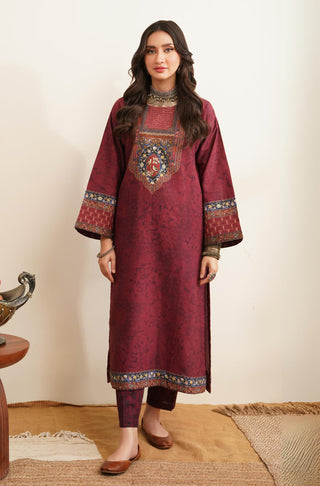 Shopmanto's 2 Piece Matching Maroon Co-Ord Set featuring Urdu Calligraphy of Poetry by Makhdoom Mohiuddin.