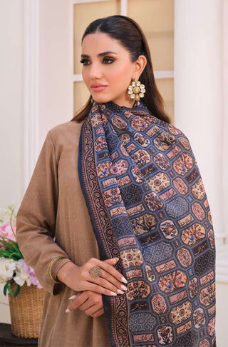 Manto's Women Blue Silk Scarf with Urdu Calligraphy