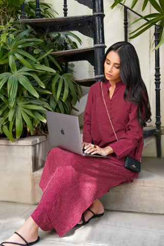 Manto's Ready to Wear Plum 2-Piece Solid Co-ord Set