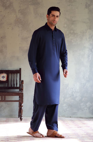 Manto Men's Midnight Blue Kameez & Shalwar