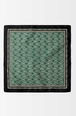 Manto Menswear Green Uraan Pocket Square Accessory Featuring Calligraphy of Urdu Letters MANTO