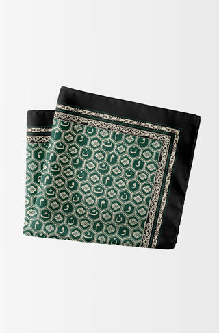 Manto Menswear Green Uraan Pocket Square Accessory Featuring Calligraphy of Urdu Letters MANTO
