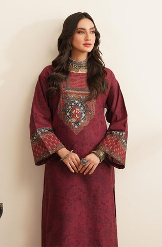 Shopmanto's 2 Piece Matching Maroon Co-Ord Set featuring Urdu Calligraphy of Poetry by Makhdoom Mohiuddin.