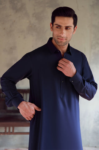 Manto Men's Midnight Blue Kameez & Shalwar