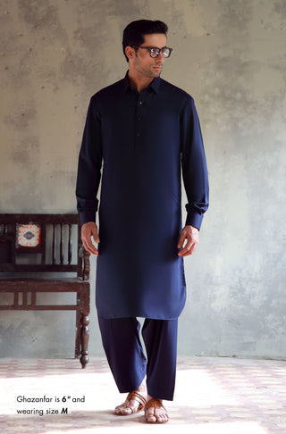 Manto Men's Midnight Blue Kameez & Shalwar