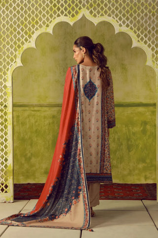 Manto Women's Beige Printed 3 Piece Co-Ord Set with Embellishments & Urdu Calligraphy