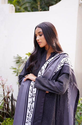 Manto Women's 2 Piece Black Solid Kalidaar Co-ord Set Paired with Hayaat Shawl