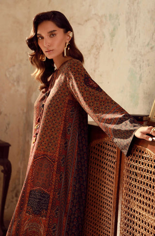 Manto Women's Ready to Wear 2 Piece Brown Co-Ord Set with Urdu Calligraphy
