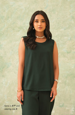 Women's Solid Forest Green Sleeveless Top
