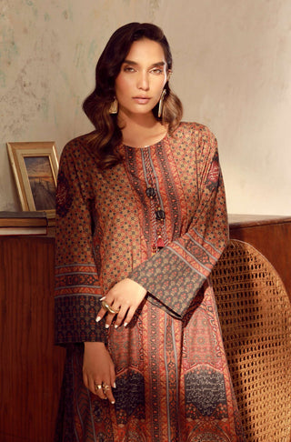 Manto Women's Ready to Wear 2 Piece Brown Co-Ord Set with Urdu Calligraphy