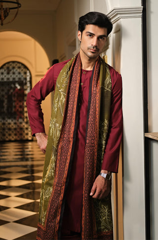 Manto's Unisex Green Gumaan Odhni with Urdu Calligraphy