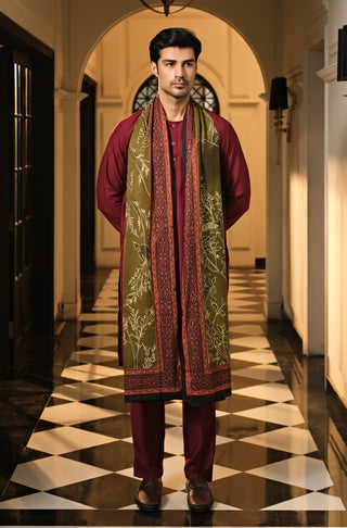 Manto's Unisex Green Gumaan Odhni with Urdu Calligraphy