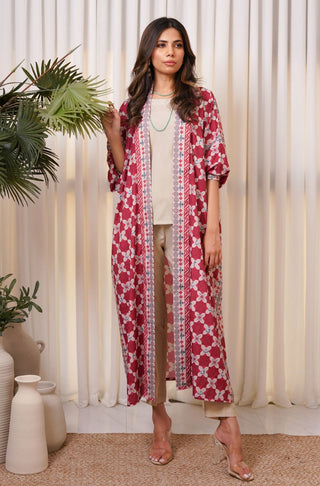 Shopmanto, wear manto, manto clothing brand, manto pakistan, ladies clothing brand, urdu calligraphy clothing, wear manto shrugs, layla shrug maroon with urdu calligraphy, women shrugs with urdu calligraphy, women front open upper