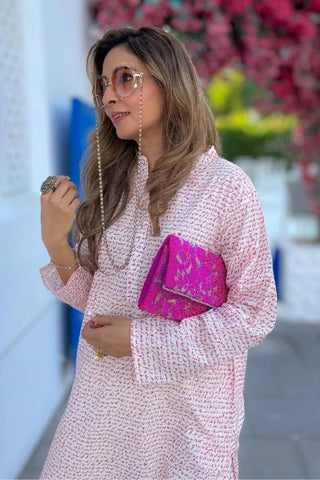 Manto Women's Ready to wear Pink Khayaal Kurta with Urdu Calligraphy