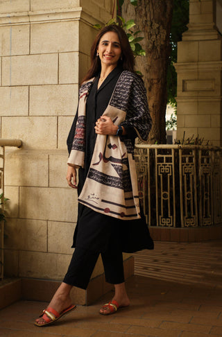 Manto's Unisex Teacher's Day Azm Stole with Urdu Calligraphy