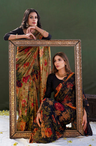 Husn (Beauty) Saree - Amber