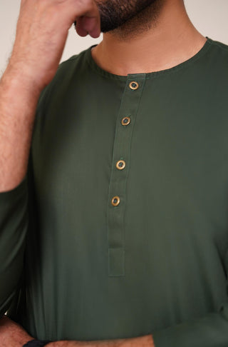 Shopmanto, wear manto, manto clothing brand, manto pakistan, ladies clothing brand, urdu calligraphy clothing, wear manto men's wear wash n wear solid 2 piece emerald green lucknow kurta pajama