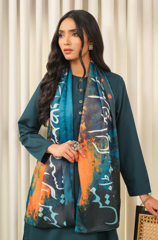 Manto Women's Deep Teal 2 Piece Solid Co-Ord Set with Lucknow Style Collar