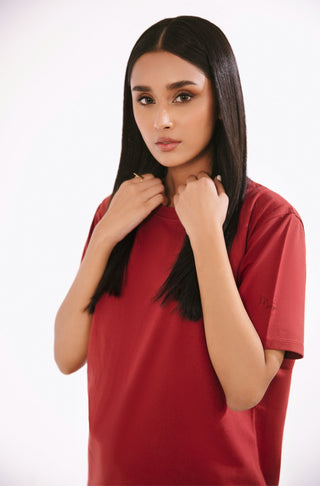 Shopmanto, wear manto, pakistan, women, men, ladies, clothing, urdu, calligraphy, jogger pants, winter wear, karachi, western clothing, manto store, urdu calligraphy clothing, unisex t-shirts, t-shirts in pakistan, t-shirts for women, comfort, soft, manto logo embroidery on sleeve, everyday t-shirt for women, basic t-shirt, rustic red everyday t-shirt for women, manto t-shirt