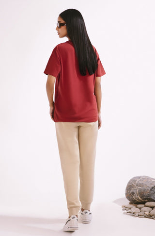 Shopmanto, wear manto, pakistan, women, men, ladies, clothing, urdu, calligraphy, jogger pants, winter wear, karachi, western clothing, manto store, urdu calligraphy clothing, unisex t-shirts, t-shirts in pakistan, t-shirts for women, comfort, soft, manto logo embroidery on sleeve, everyday t-shirt for women, basic t-shirt, rustic red everyday t-shirt for women, manto t-shirt