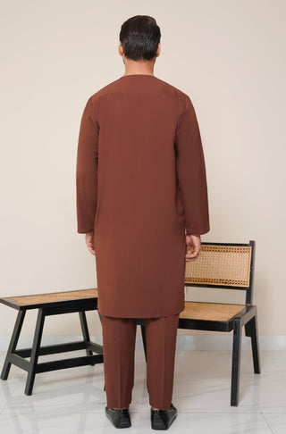 Shopmanto, wear manto, manto clothing brand, manto pakistan, ladies clothing brand, urdu calligraphy clothing, wear manto men's wear solid 2 piece cocoa brown lucknow kurta pajama, manto wash n wear lucknow kurta pajama