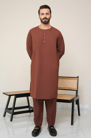 Shopmanto, wear manto, manto clothing brand, manto pakistan, ladies clothing brand, urdu calligraphy clothing, wear manto men's wear solid 2 piece cocoa brown lucknow kurta pajama, manto wash n wear lucknow kurta pajama