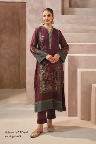 Manto Women's Maroon 2 Piece Printed Co-Ord Set