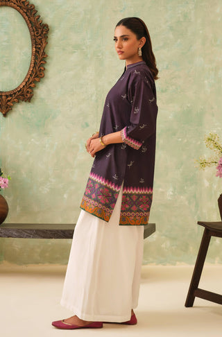 Manto Women's 1 Piece Ready to Wear Purple Kurta with Urdu Calligraphy