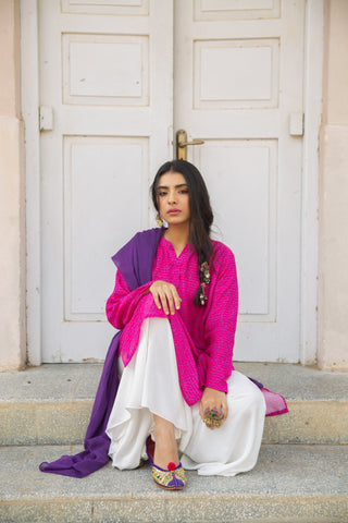 Khayaal (Thoughts Of Manto) Kurta - Magenta With Purple Text