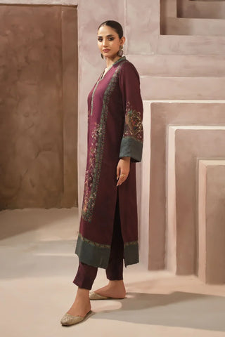 Manto Women's Maroon 2 Piece Printed Co-Ord Set