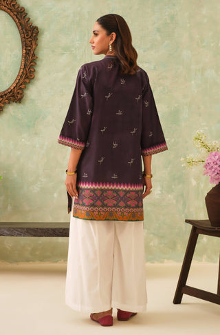 Manto Women's 1 Piece Ready to Wear Purple Kurta with Urdu Calligraphy