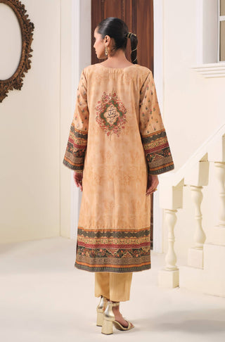 Manto Women's 1 Piece Ready to Wear Golden Kurta with Urdu Calligraphy