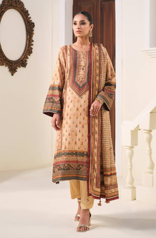 Manto Women's 1 Piece Ready to Wear Golden Kurta Paired with Matching Dupatta with Urdu Calligraphy