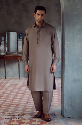 Manto Men's Sand Grey Kameez & Shalwar
