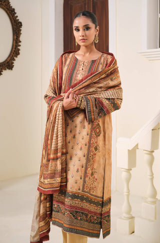 Manto Women's 1 Piece Ready to Wear Golden Kurta Paired with Matching Dupatta with Urdu Calligraphy