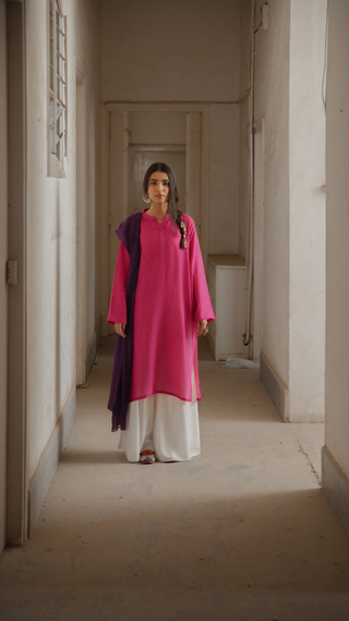 Khayaal (Thoughts Of Manto) Kurta - Magenta With Purple Text