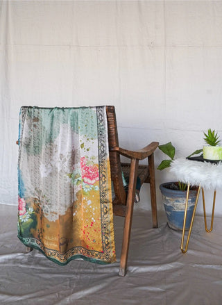 Shopmanto, wear manto, manto clothing brand, manto pakistan, ladies clothing brand, urdu calligraphy clothing, Wear manto crepe silk urdu calligraphy green mastoor scarf for men and women