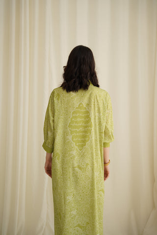 Aaina (Mirror) Kaftaan - Lime Green