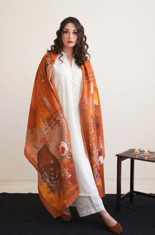 Khat-Nama (Letter Of Devotion) Odhni - Rust