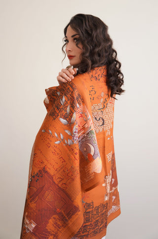 Khat-Nama (Letter Of Devotion) Odhni - Rust