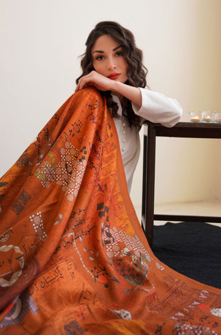 Khat-Nama (Letter Of Devotion) Odhni - Rust