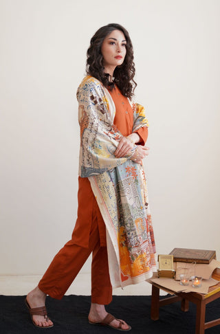 Khat-Nama (Letter Of Devotion) Odhni - Beige