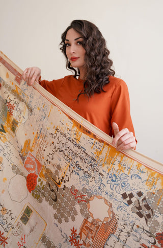 Khat-Nama (Letter Of Devotion) Odhni - Beige