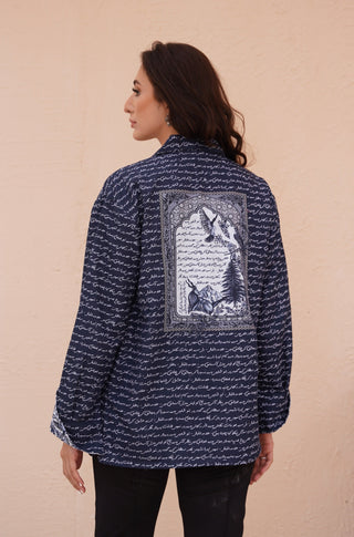 Shopmanto, manto Pakistan, clothing brands in Pakistan, women clothing, women clothing brands, Pakistan, clothing brands in Karachi, eastern, ladies clothing brands, ladies clothing brands in Pakistan, ladies clothing brands in Karachi, manto store, wear manto, Urdu calligraphy, Urdu, calligraphy clothing, calligraphy clothes, Urdu calligraphy clothing, unisex shirt, men shirt, women shirt, retro shirt, manto markhor shirt, stripes shirt, men clothing, blue markhor shirt, blue markhor